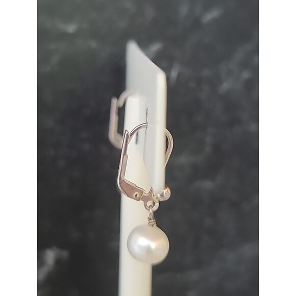 925 Sterling Silver Pearl Dangling Leverback Earrings Vintage, READ Description - Picture 3 of 10
